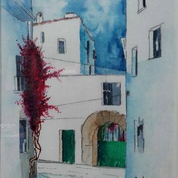 Peinture intitulée "Cadaqués:le portail…" par James Burgevin, Œuvre d'art originale, Aquarelle