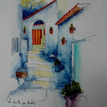 Peinture intitulée "La ruelle au tapis" par James Burgevin, Œuvre d'art originale
