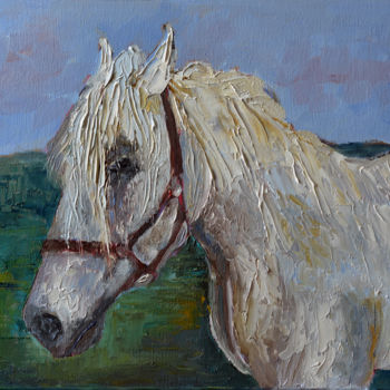 Peinture intitulée "White Horse Paintin…" par Magdalena Walulik, Œuvre d'art originale, Huile