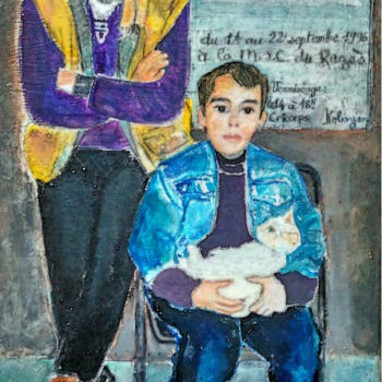 Painting titled "Père et Fils exposi…" by Grégoire Koboyan (Cricorps), Original Artwork, Oil