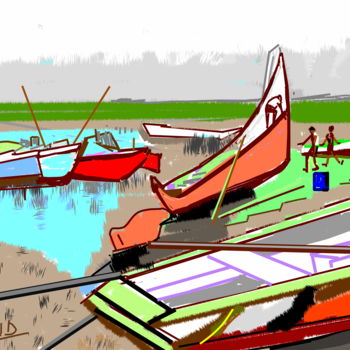 Arts numériques intitulée "boats-b.jpeg" par Anandswaroop Manchiraju, Œuvre d'art originale, Peinture numérique