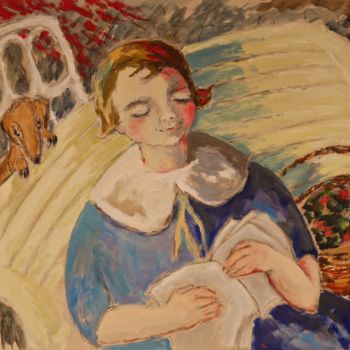 Peinture intitulée "Le banc jaune (2)" par Dominique Bertrand, Œuvre d'art originale, Huile
