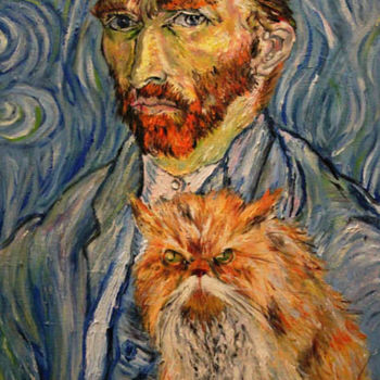 Картина под названием "Cat van Gogh" - Игорь Ломакин, Подлинное произведение искусства, Масло