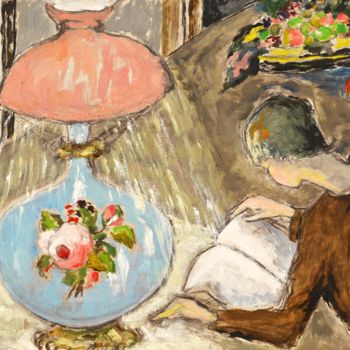 Peinture intitulée "Sous la lampe (2)" par Dominique Bertrand, Œuvre d'art originale, Huile