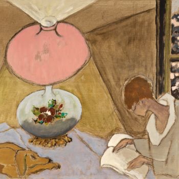 Peinture intitulée "Sous la lampe avec…" par Dominique Bertrand, Œuvre d'art originale, Huile