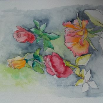 Peinture intitulée "Les roses du jardin…" par James Burgevin, Œuvre d'art originale