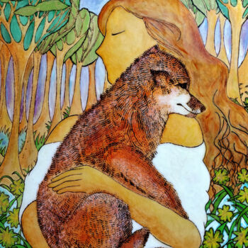 Painting titled "Embrace the wild" by Gioia Albano, Original Artwork, Ink