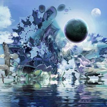 Peinture intitulée "ECLIPSE œuvre encad…" par Pix-Peinture Kabuki, Œuvre d'art originale, Autre