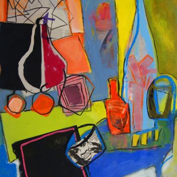Peinture intitulée "La bouteille bleue.…" par Hervé Marchelidon, Œuvre d'art originale, Acrylique