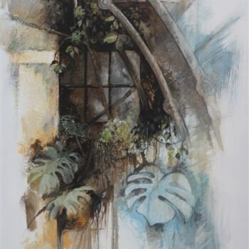 Peinture intitulée "dans la serre 2" par Alain Durand, Œuvre d'art originale, Acrylique