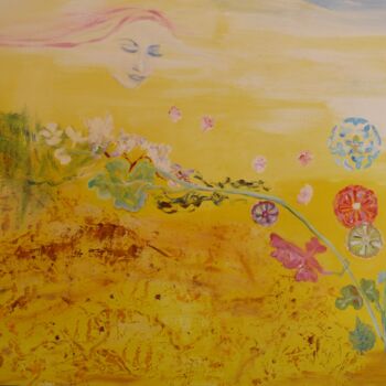 Peinture intitulée "Le baiser du ciel à…" par Jacqueline Claux (Jaklinclo), Œuvre d'art originale, Huile Monté sur Châssis e…