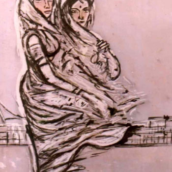 Pittura intitolato "WOMEN AT PORT photo…" da Yes, Opera d'arte originale, Spray