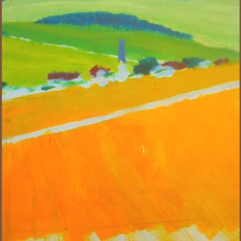 Painting titled "MON VILLAGE , AU CL…" by Jean-Paul Vignes, Original Artwork, Acrylic