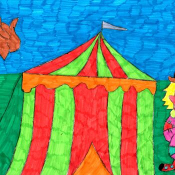 Σχέδιο με τίτλο "le cirque ambulant" από Audrey Segura, Αυθεντικά έργα τέχνης, Μολύβι