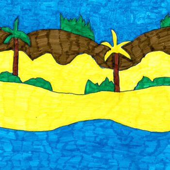Dessin intitulée "le paysage marin" par Audrey Segura, Œuvre d'art originale, Encre