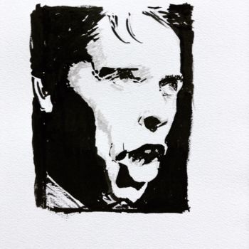 Peinture intitulée "Brel" par Dominique Dève, Œuvre d'art originale, Encre