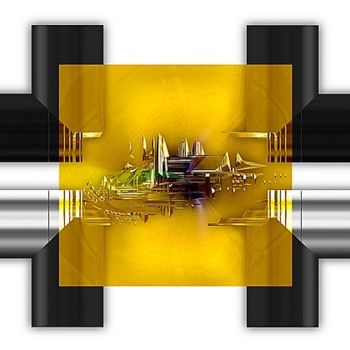 Artisanat intitulée "CRUX (jaune)" par Pix-Peinture Kabuki, Œuvre d'art originale