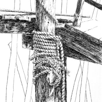 Drawing titled "Corde-au-pieu" by Pierre Fabry, Original Artwork, Ink