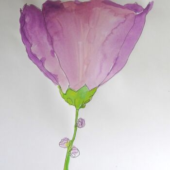 Painting titled "UNE FLEUR NOUVELLE…" by Jean-Paul Vignes, Original Artwork, Watercolor