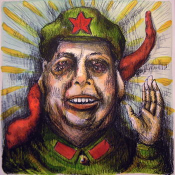 Σχέδιο με τίτλο "Portrait d'un amaOt…" από Patrick Jannin, Αυθεντικά έργα τέχνης, Κοντέ