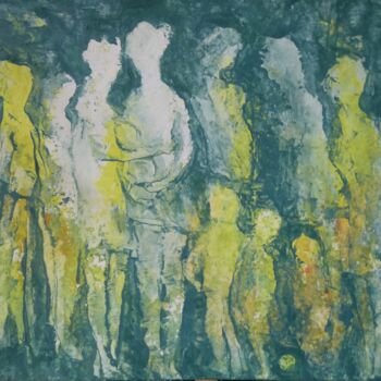Peinture intitulée "Le nouvel arrivant" par Catherine Dufrene (Katy), Œuvre d'art originale, Acrylique Monté sur Panneau de…