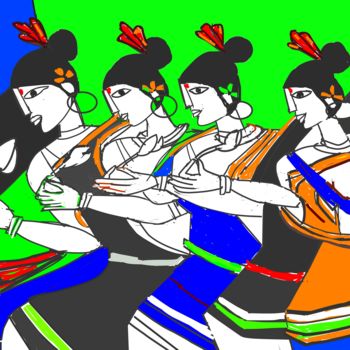 数字艺术 标题为“girls-with-lotus.jp…” 由Anandswaroop Manchiraju, 原创艺术品, 数字油画