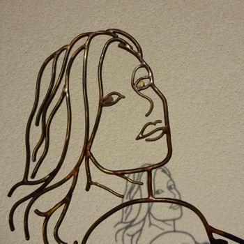 Sculpture titled "Coralie... 23h00" by Marc Terrade, Original Artwork, Metals