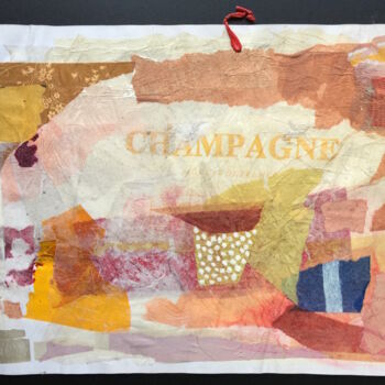 「Champagne」というタイトルのコラージュ Denis Reitzによって, オリジナルのアートワーク, 紙