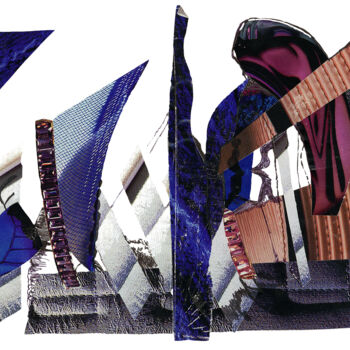 Collages getiteld "Collage Puzieux 1994" door Denis Reitz, Origineel Kunstwerk