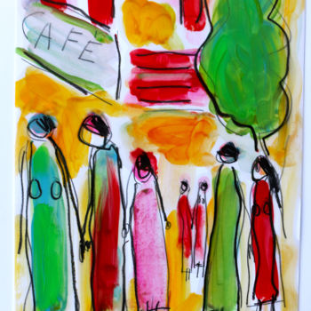 Peinture intitulée "CAFÉ  FAMILLE" par Jean Mirre, Œuvre d'art originale, Huile