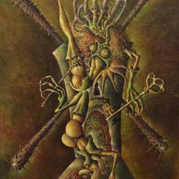 Peinture intitulée "Le jouet mécanique" par Andrej Platounov, Œuvre d'art originale, Huile