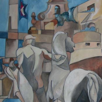 Peinture intitulée "dioscuri uno roma q…" par Alexander Luigi Di Meglio, Œuvre d'art originale, Huile