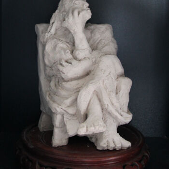 Sculpture intitulée "La femme assise d'a…" par Catherine Costet (Lccat), Œuvre d'art originale, Terre cuite