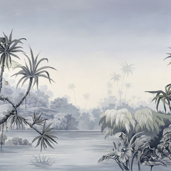 Malarstwo zatytułowany „etang-grisaille.jpg” autorstwa Les Décors Des Mers Du Sud, Oryginalna praca, Olej