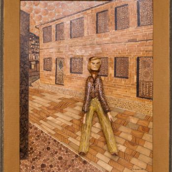 Sculpture intitulée "La rue" par Roger Aubert, Œuvre d'art originale, Bois