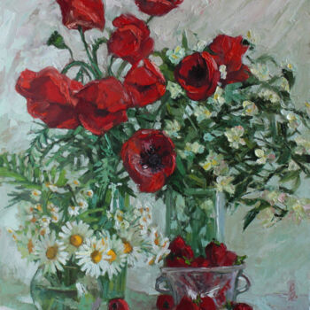Ζωγραφική με τίτλο "Poppies, Chamomile,…" από Sergey Sovkov, Αυθεντικά έργα τέχνης