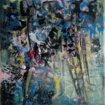 Peinture intitulée "Musique des bouleaux" par Lucie Rydlova, Œuvre d'art originale, Acrylique