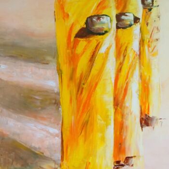 Painting titled "Monks" by Ta Byrne, Original Artwork, Oil