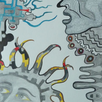 Dessin intitulée "Le Cri du ciel" par Aurélie Sarrazin, Œuvre d'art originale, Crayon