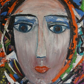 Painting titled "Orange Cap" by Peter Stutz, Original Artwork, Oil