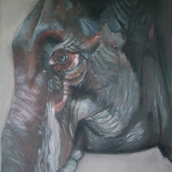 Peinture intitulée "Le vieil éléphant" par Catherine Costet (Lccat), Œuvre d'art originale, Pastel