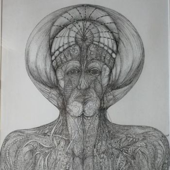 Drawing titled "Being ©" by Bega, Original Artwork, Ink