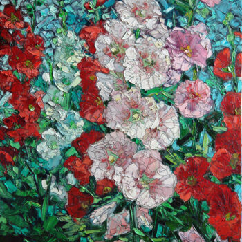Peinture intitulée "Lilac Mallow" par Sergey Sovkov, Œuvre d'art originale, Huile