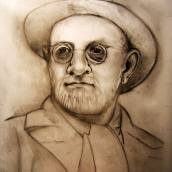 Dessin intitulée "Portrait de Henri M…" par Alain Lamy, Œuvre d'art originale, Fusain