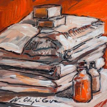 Painting titled "Rangée de serviettes" by Nathalia Chipilova, Original Artwork, Acrylic