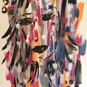 Pittura intitolato "Un sourire, des plu…" da Caroline Montigneaux, Opera d'arte originale, Acrilico