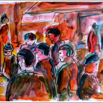 Painting titled "Bar à Paris" by Jean Mirre, Original Artwork, Oil