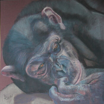 Peinture intitulée "Le penseur 1 . Chim…" par Catherine Costet (Lccat), Œuvre d'art originale, Pastel