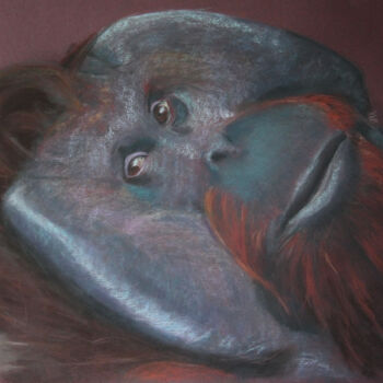 Peinture intitulée "Le penseur 2 . oran…" par Catherine Costet (Lccat), Œuvre d'art originale, Pastel