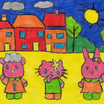 Dessin intitulée "paysage montagnard" par Audrey Segura, Œuvre d'art originale, Crayon